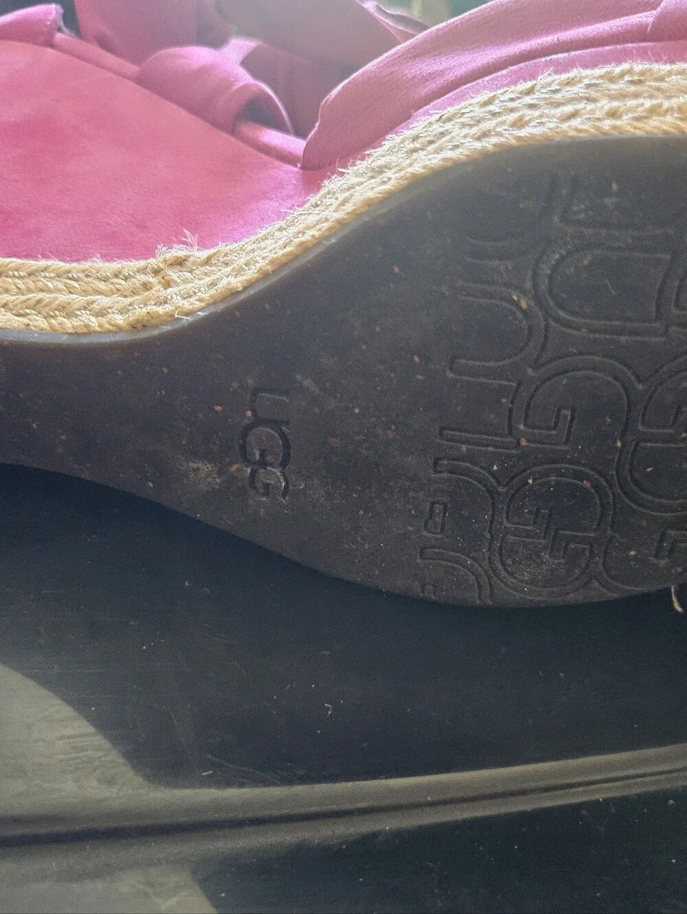 Ugg Pink Espadrille Wedge Sandals with Ankle Tie Size 8